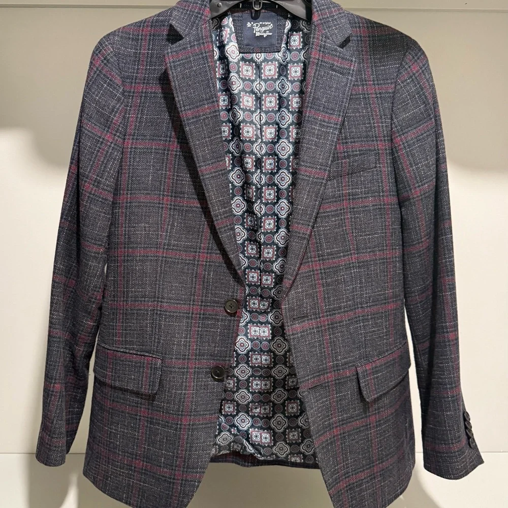 Original Penguin Navy/Burgundy Plaid Sport Coat
